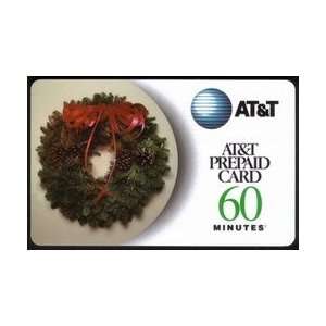 Collectible Phone Card 60m AT&T Prepaid Christmas Holiday Wreath 