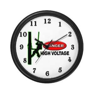  Red DANGER High Voltage Lineman Wall Clock by  