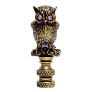  Night Owl Antique Metal with Clear Glass Eyes Finial