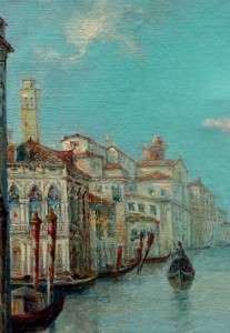   Antique Italian Impressionist Oil Painting Venice   