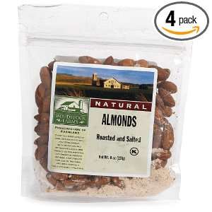 Woodstock Farms Almonds, Roasted No Salted, 8 Oz. Bags (Pack of 4 