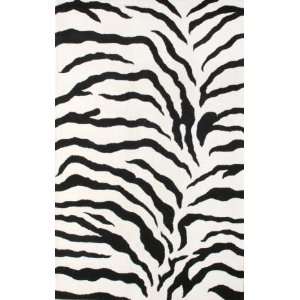   USA Hand Made Wool Zebra Print 6 Round black Area Rug