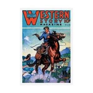  Western Story Magazine Gunning Em Down 20x30 poster