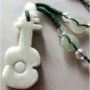  Natural Jade Jadeite Musical Instrument Guitar Pendant 
