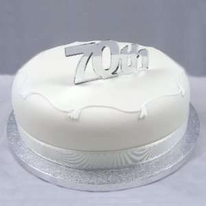  70th Cake Topper 10cm (4inch) Silver Acrylic Mirror 