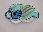 Aqua Blue Yellow Tropical Fish Embroidered Iron On Patc