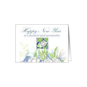  Happy New Year Great Grandmother White Roses Card Health 