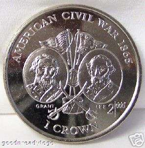 IOM AMERICAN CIVIL WAR GRANT & LEE 1999 CROWN CUNI COIN  