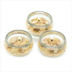  Seascapes Starfish Sand Shells Nautical Gel Candle 3Pc 