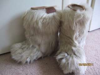 Womens Vintage Skill Varna Yeti Saba Genuine Goat Fur Apres Boots 9.5 