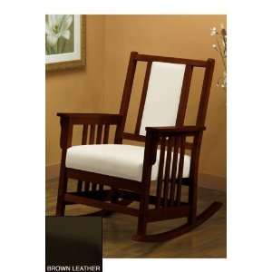   Craftsman Rocking Chair Brown Leather Macintosh Oak