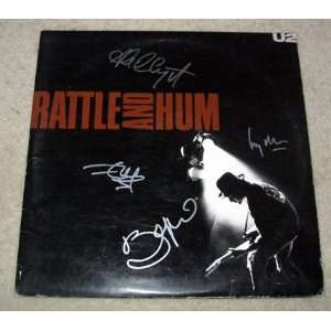  U2 signed AUTOGRAPHED Rattle/Hum RECORD *proof Everything 
