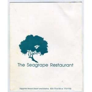   Seagrape Menu Sapphire Beach Resort St Thomas USVI 
