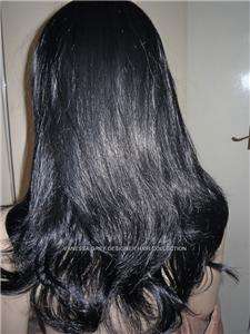 WIG HAIRPIECE SILKY JET BLACK COMB YOUR OWN HAIR OVER THE TOP 