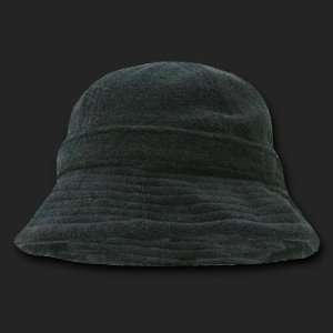 Black Terrycloth Floppy Bucket Style Sun Hat Cap 