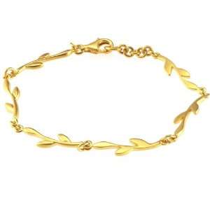   Gold Plated Sterling 6mm Small Branch Bracelet  7.5 Inches Jewelry