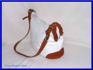 VALENTINA ~ IN PELL PURSE ~ Made In Italy ~ White Pebble Leather/Tan 