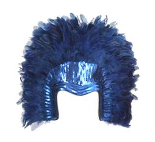 Mardi Gras Showgirl Blue Feather Headpiece Halloween Costume Accessory 