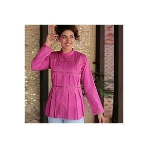  NOVICA Cotton blouse, Hot Pink Dazzle