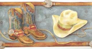 COUNTRY SADLE BOOTS & HAT KIDS Wallpaper bordeR Wall  