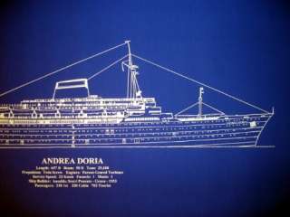 Sunk Passenger Liner Andrea Doria Italian Line Blueprint Plan 20x26 