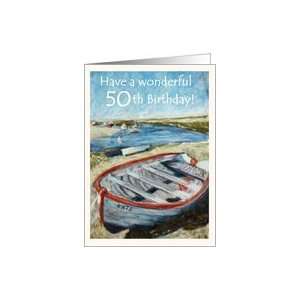 50th Birthday Card, Rowing Boat Card