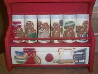 Handpainted Gingerbread Spice Rack and 12 Spice Jars.soooooo cute 