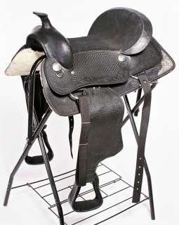 Used 16 Western Embossed Leather Pleasure Show Saddle Black Color 