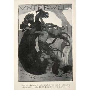  1903 B/W Print Art Nouveau Ad Unterwelt Angelo Jank 