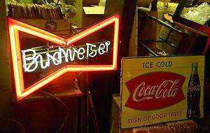 Vintage Budweiser Beer Bow Tie Neon Light Bar Sign  