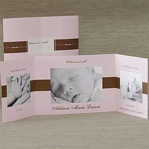  Personalized Baby Girl Photo Birth Announcement Gatefold 