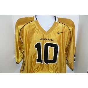 NCAA University of Missouri Mizzou Tigers Number 10 Gold Jersey Size 