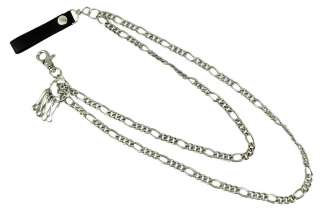 Double Strand Figaro Link Chrome Plated Wallet Chain  