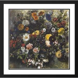   28x28 Framed and Double Matted Bouquet of Flowers
