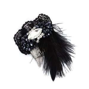   Black Lace and Feather; Gator Clip to use as Hair Clip aswell Jewelry