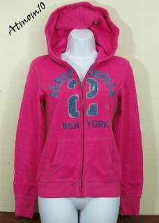 NWT $54.50 Aeropostale women Sweatshirt Zip Front Hoodie Dark Pink S 