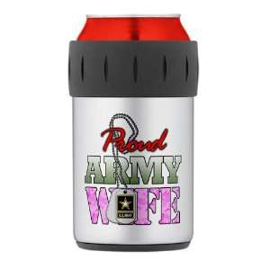  Thermos Can Cooler Koozie Proud Army Wife 