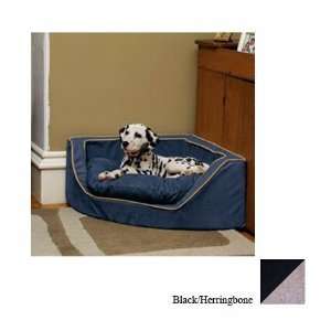  Snoozer Luxury Corner Pet Bed, Small, Black/Herringbone 