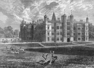 CAMBS Burghley House, antique print, 1898  