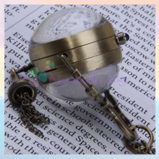 Antique Ball Necklace Skeleton Pocket Watch &80cm Chain  