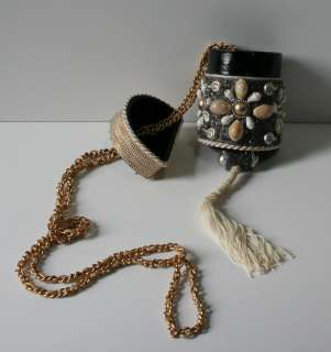 Vintage Estate Unique Seashell and Bead Box Purse Necklace  