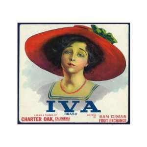  Charter Oak, California, Iva Brand Citrus Label Premium 