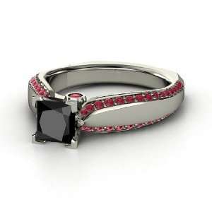  Aurora Ring, Princess Black Diamond Palladium Ring with 