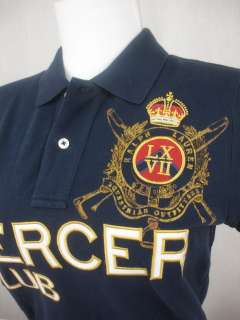 Ralph Lauren Skinny Polo Shirt MERCER CLUB Crest Navy Mesh NWT New L 