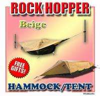 ROCK HOPPER Beige 1 Person Man Hybrid Hammock / Camping Tent + Free 
