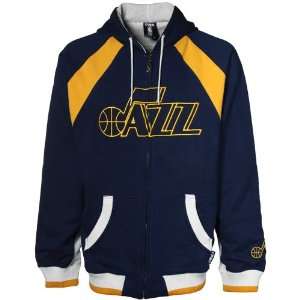 Utah Jazz Navy Blue Gold Premier Full Zip Thermal Jacket 