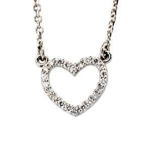  14k White Gold Diamond Heart Pendant Necklace Center with 