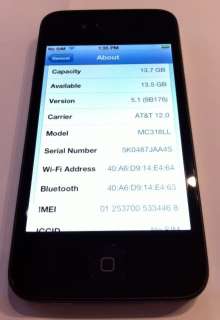 APPLE iPhone 4 16GB COLOR BLACK A1332 AT&T, MC318LL/A GREAT CONDITION 
