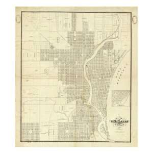  Map of Milwaukee, c.1856 Giclee Poster Print by I. A 
