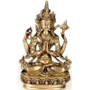  Chenrezig (Shadakshari Avalokiteshvara)   Brass Sculpture 